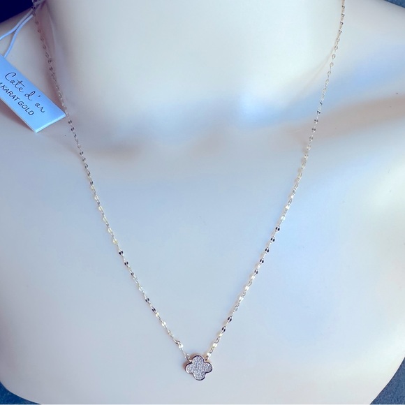 14K 585 YELLOW GOLD NECKLACE/ CUBIC ZIRCONIA